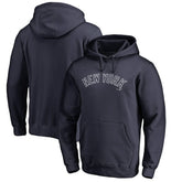 New York Yankees Official Wordmark Fitted Pullover Hoodie Navy