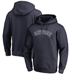 New York Yankees Official Wordmark Fitted Pullover Hoodie Navy