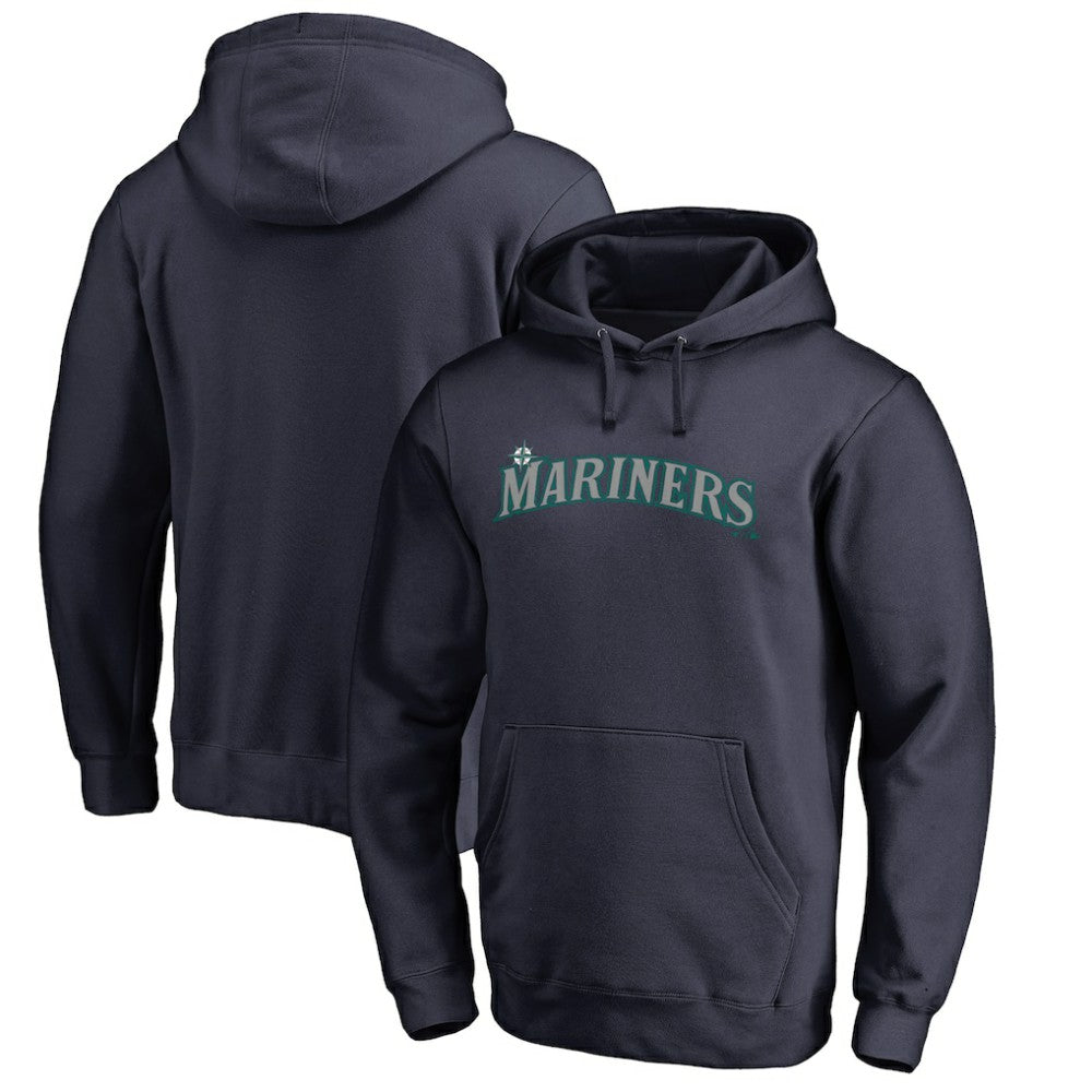 Seattle Mariners Official Wordmark Fitted Pullover Hoodie Navy