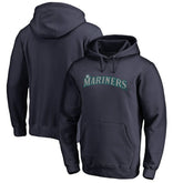 Seattle Mariners Official Wordmark Fitted Pullover Hoodie Navy