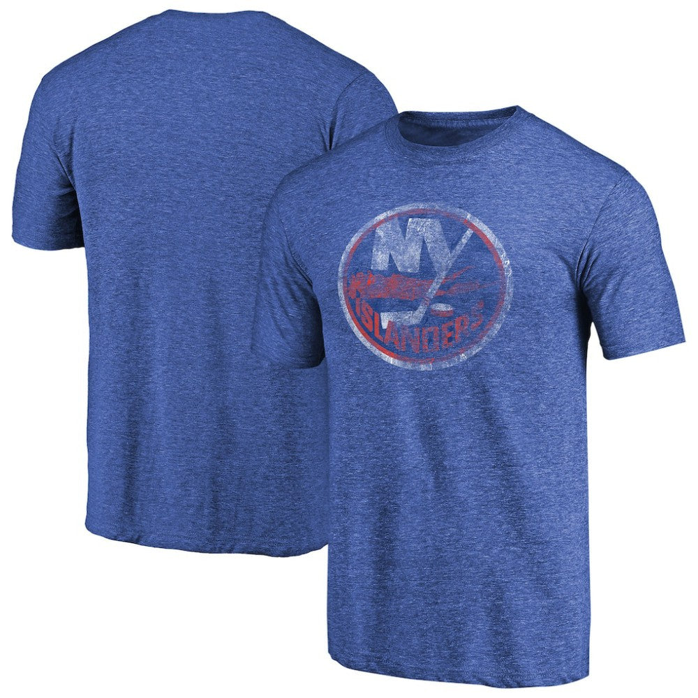 New York Islanders Throwback Vintage Logo Tri-Blend T-Shirt - Royal T-shirts