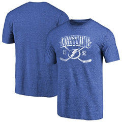 Tampa Bay Lightning Vintage Collection Line Shift Tri-Blend T-Shirt - Heathered Blue T-shirts