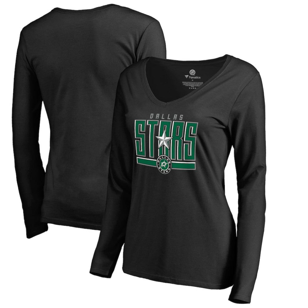 Dallas Stars Women's Hometown Collection V-Neck Long Sleeve T-Shirt - Black T-shirts