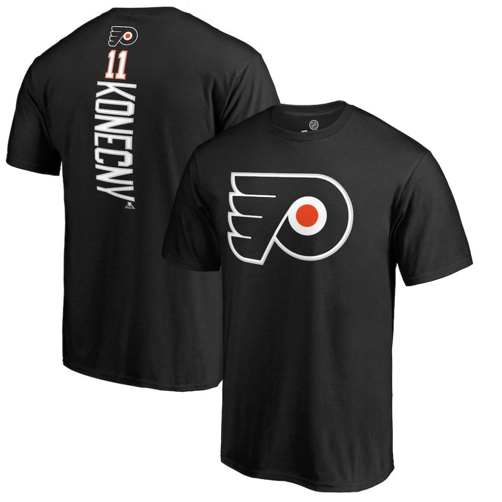 Travis Konecny Philadelphia Flyers Team Logo Backer Name & Number T-Shirt - Black T-shirts