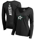 Tyler Seguin Dallas Stars Women's Backer Name & Number Slim Fit Long Sleeve V-Neck T-Shirt - Black T-shirts