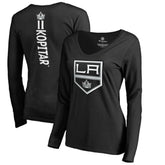 Anze Kopitar Los Angeles Kings Women's Backer Name & Number Slim Fit Long Sleeve V-Neck T-Shirt - Black T-shirts