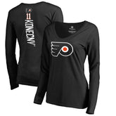 Travis Konecny Philadelphia Flyers Women's Backer Name & Number Slim Fit Long Sleeve V-Neck T-Shirt - Black T-shirts