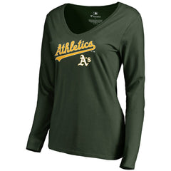 Athletics Women's Team Lockup Slim Fit Long Sleeve V-Neck T-Shirt Green