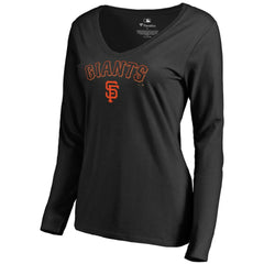 San Francisco Giants Women's Team Lockup Slim Fit Long Sleeve V-Neck T-Shirt Black