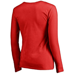 Washington Nationals Women's Team Lockup Slim Fit Long Sleeve V-Neck T-Shirt Red