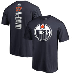 Connor McDavid Edmonton Oilers Backer Name & Number T-Shirt - Navy T-shirts