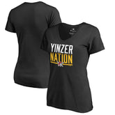 Pittsburgh Pirates Women's Hometown Collection Yinzer Nation V-Neck T-Shirt Black