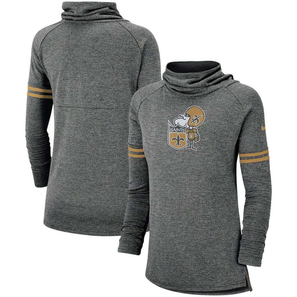 New Orleans Saints Women's Historic Marks Long Sleeve Tri-Blend Funnel Sweatshirt - Black cheap
