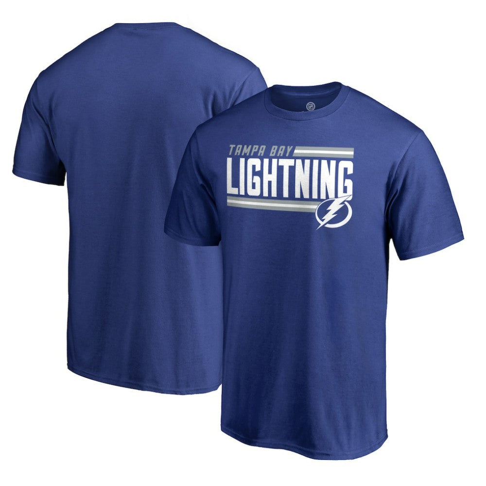 Tampa Bay Lightning Iconic Collection On Side Stripe T-Shirt - Blue T-shirts