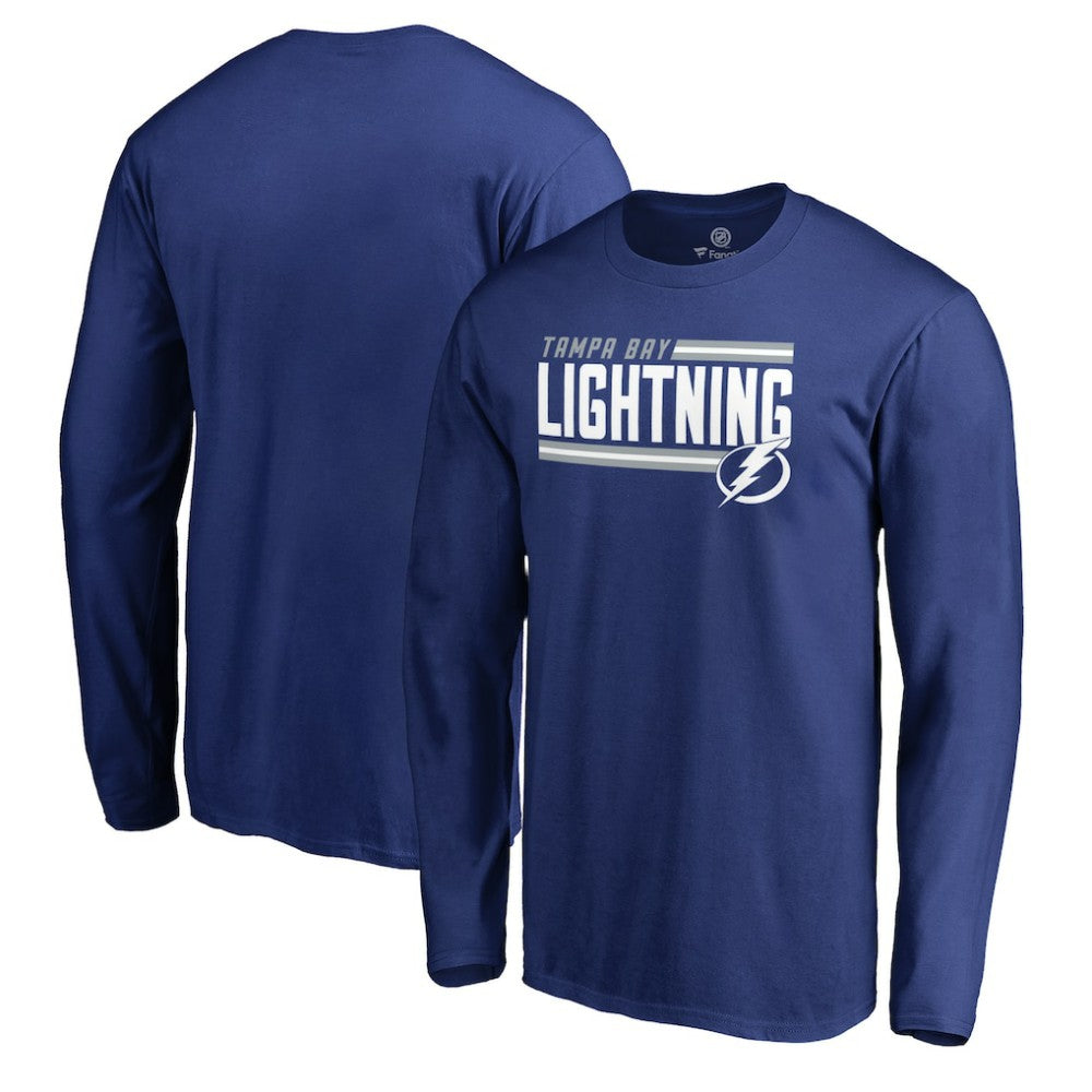 Tampa Bay Lightning Iconic Collection On Side Stripe Long Sleeve T-Shirt - Blue T-shirts