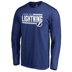 Tampa Bay Lightning Iconic Collection On Side Stripe Long Sleeve T-Shirt - Blue T-shirts