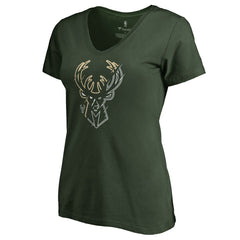Milwaukee Bucks Women's X-Ray Slim Fit V-Neck T-Shirt - Green on sale