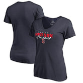 Boston Red Sox Women's Script Assist V-Neck T-Shirt Navy