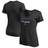 Colorado Rockies Women's Script Assist V-Neck T-Shirt Black