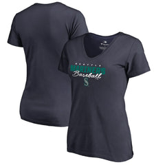 Seattle Mariners Women's Script Assist V-Neck T-Shirt Navy