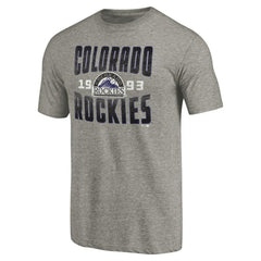 Colorado Rockies Cooperstown Collection Antique Stack Tri-Blend T-Shirt Gray