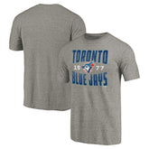 Toronto Blue Jays Cooperstown Collection Antique Stack Tri-Blend T-Shirt Gray