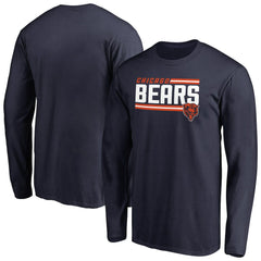Chicago Bears Iconic Collection On Side Stripe Long Sleeve T-Shirt - Navy for sale