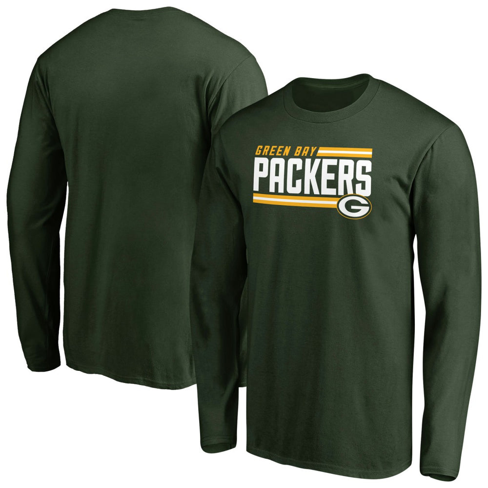 Green Bay Packers Iconic Collection On Side Stripe Long Sleeve T-Shirt - Green on sale
