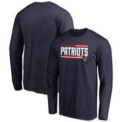 New England Patriots Iconic Collection On Side Stripe Long Sleeve T-Shirt - Navy discount