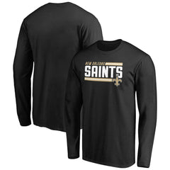 New Orleans Saints Iconic Collection On Side Stripe Long Sleeve T-Shirt - Black for sale