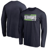 Seattle Seahawks Iconic Collection On Side Stripe Long Sleeve T-Shirt - College Navy online