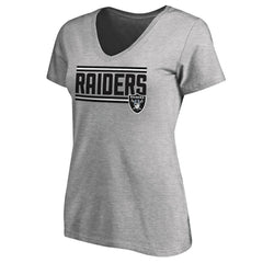 Las Vegas Raiders Women's Iconic Collection On Side Stripe V-Neck T-Shirt - Heather Gray cheap