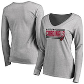 Arizona Cardinals Women's Iconic Collection On Side Stripe Long Sleeve V-Neck T-Shirt - Ash sale