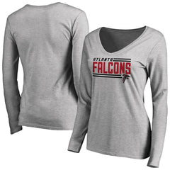 Atlanta Falcons Women's Iconic Collection On Side Stripe Long Sleeve V-Neck T-Shirt - Ash cheap