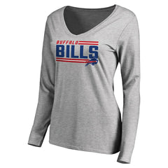 Buffalo Bills Women's Iconic Collection On Side Stripe Long Sleeve V-Neck T-Shirt - Ash discount