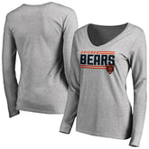 Chicago Bears Women's Iconic Collection On Side Stripe Long Sleeve V-Neck T-Shirt - Ash discount