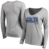 Indianapolis Colts Women's Iconic Collection On Side Stripe Long Sleeve V-Neck T-Shirt - Ash cheap