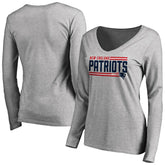 New England Patriots Women's Iconic Collection On Side Stripe Long Sleeve V-Neck T-Shirt - Ash cheap