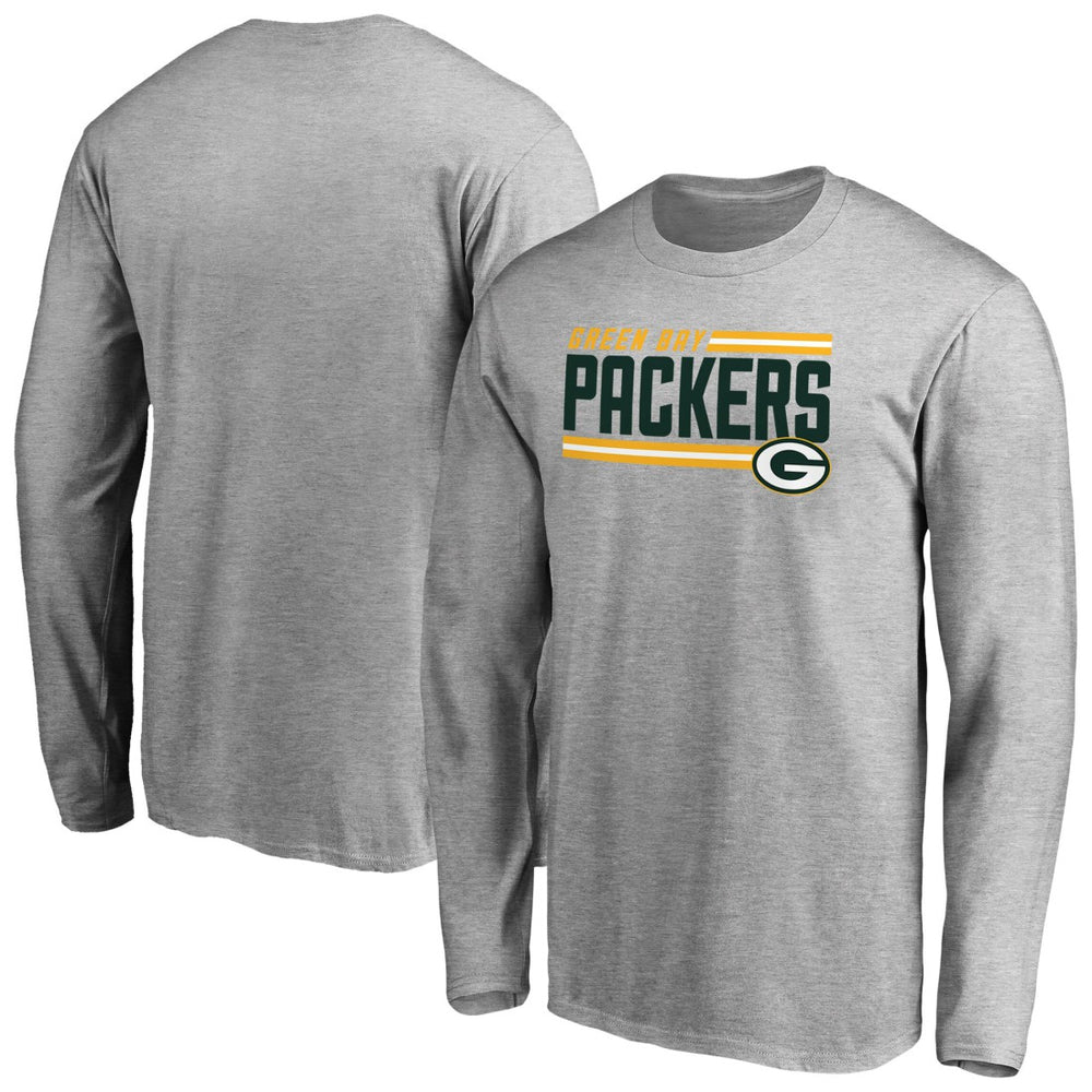 Green Bay Packers Iconic Collection On Side Stripe Long Sleeve T-Shirt - Ash discount