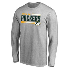 Green Bay Packers Iconic Collection On Side Stripe Long Sleeve T-Shirt - Ash discount