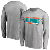 Miami Dolphins Iconic Collection On Side Stripe Long Sleeve T-Shirt - Ash outlet