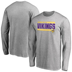 Minnesota Vikings Iconic Collection On Side Stripe Long Sleeve T-Shirt - Ash discount