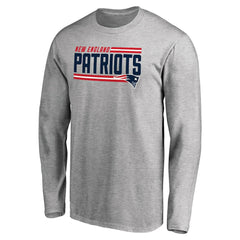 New England Patriots Iconic Collection On Side Stripe Long Sleeve T-Shirt - Ash cheap