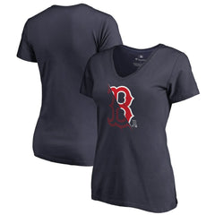 Boston Red Sox Women's X-Ray V-Neck T-Shirt Navy
