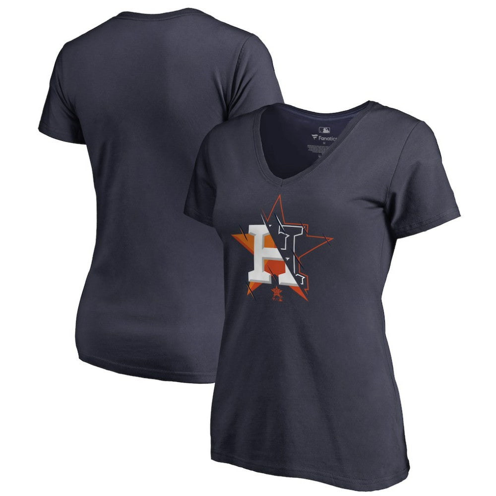 Houston Astros Women's X-Ray V-Neck T-Shirt Navy