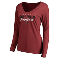 Arizona Cardinals Women's Iconic Collection Script Assist Long Sleeve V-Neck T-Shirt - Cardinal sale