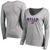 Buffalo Bills Women's Iconic Collection Script Assist Long Sleeve V-Neck T-Shirt - Ash online
