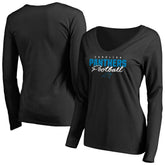 Carolina Panthers Women's Iconic Collection Script Assist Long Sleeve V-Neck T-Shirt - Black discount