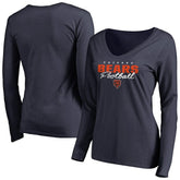 Chicago Bears Women's Iconic Collection Script Assist Long Sleeve V-Neck T-Shirt - Navy discount