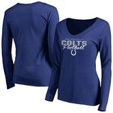 Indianapolis Colts Women's Iconic Collection Script Assist Long Sleeve V-Neck T-Shirt - Royal sale